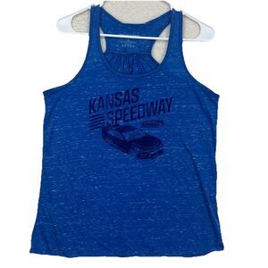 Nascar Race Kansas Speedway‎ Car Design Tank Top Shirt Blue Womens Size Large